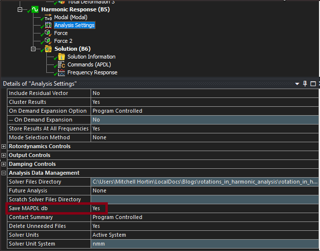 Saving MAPDL database